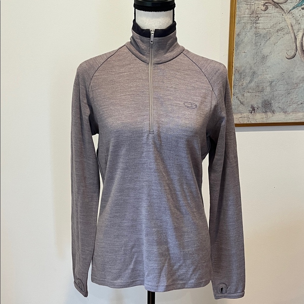 Icebreaker Sport 320 Merino Wool Long Sleeve 1/4-Zip Tech Base Layer Top size S